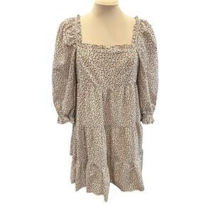 STORIA ditsy floral puff sleeve tiered smocked dress cottagecore coquette girly